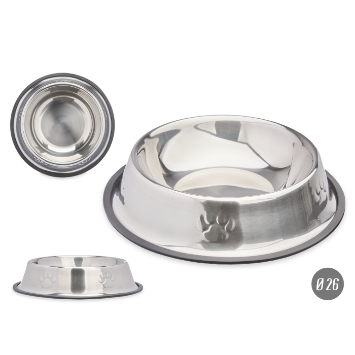 dog-bowl-metal-26cm-footprints-rubber