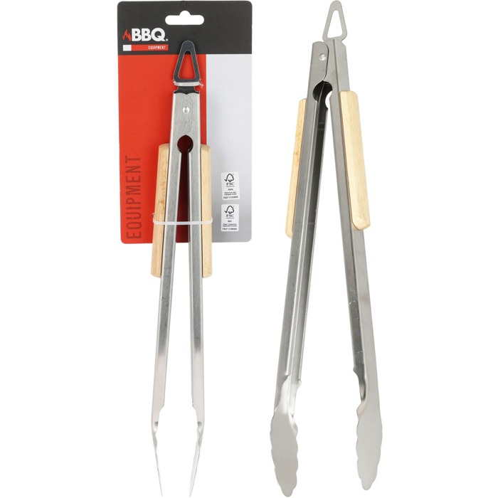 bbq-tong-steel-wood-37cm