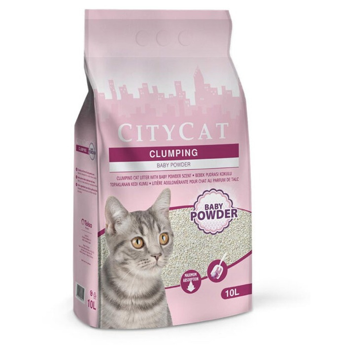 city-cat-clumping-baby-powder-cat-litter-10l