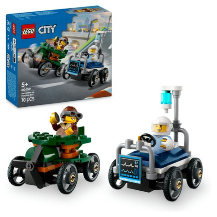 lego-city-airplane-vs-hospital-bed-race-car-pack-70-pieces