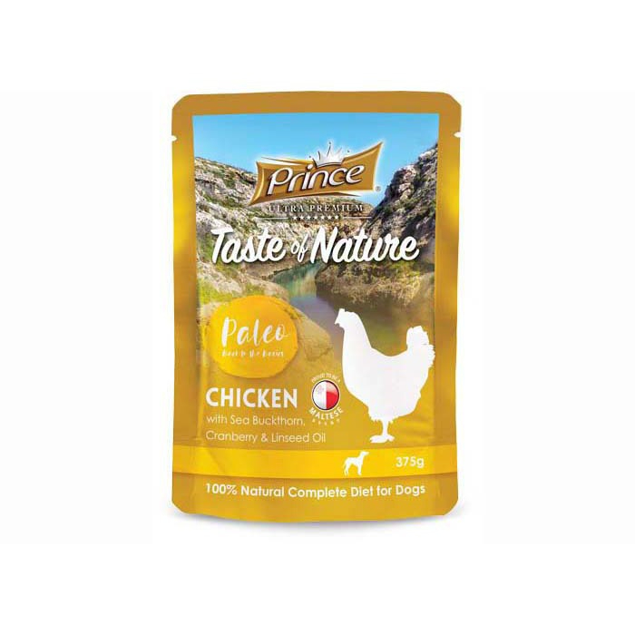 prince-taste-of-nature-wet-dog-food-pouch-chicken-sea-buckthorn-cranberry-and-linseed-oil-375g