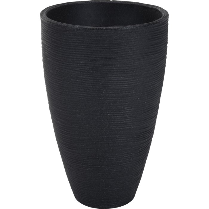 flowerpot-ribbed-d28xh43cm-black
